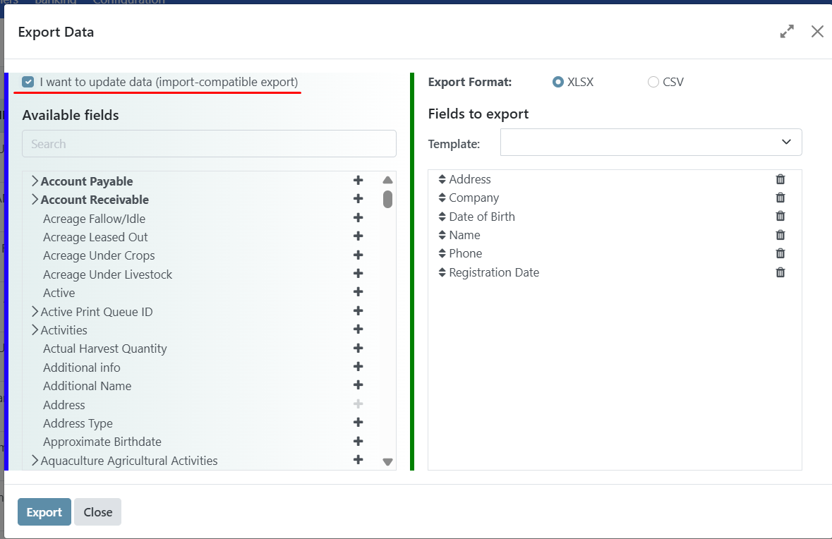 Import users import compatible export