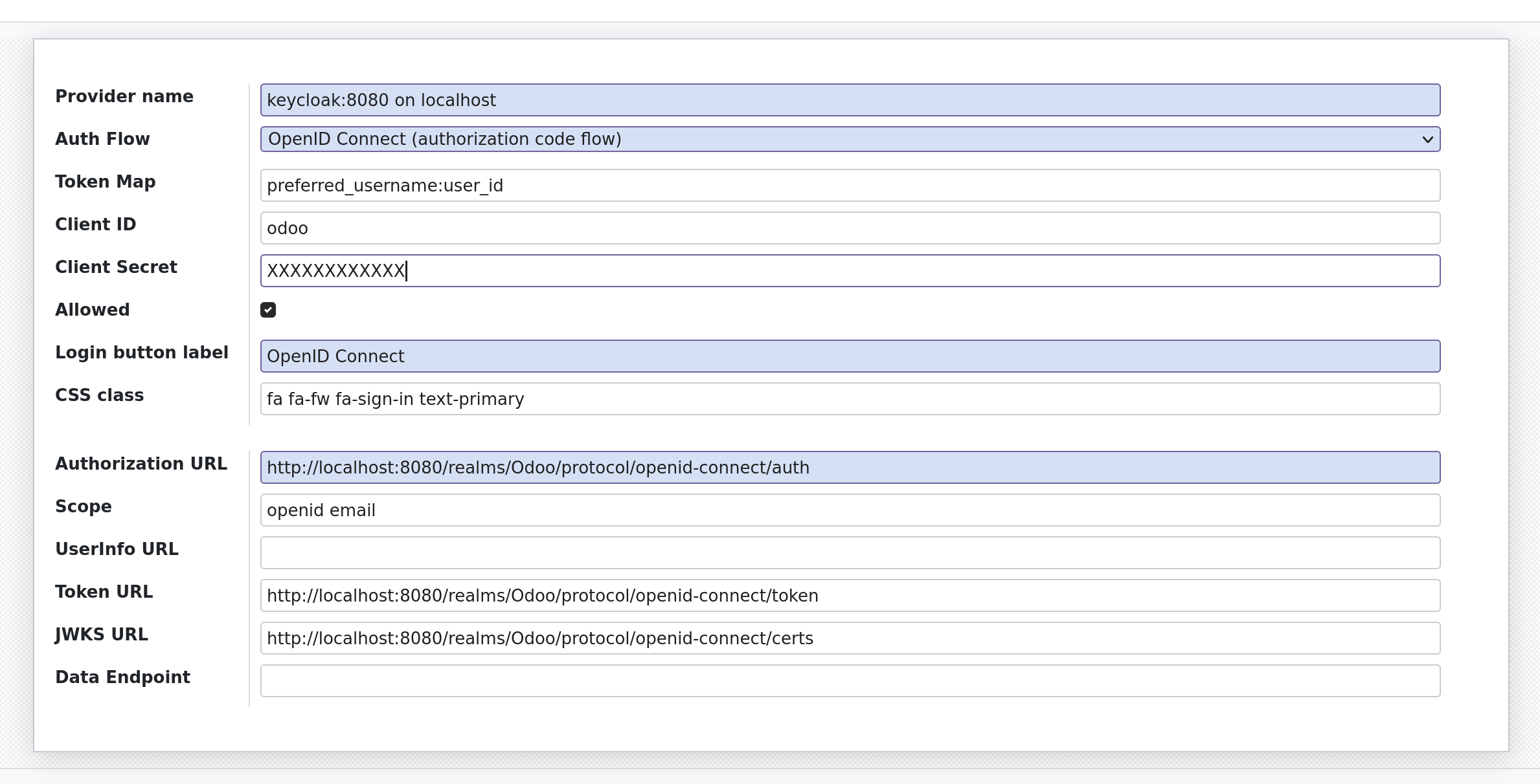OpenSPP OIDC configuration interface