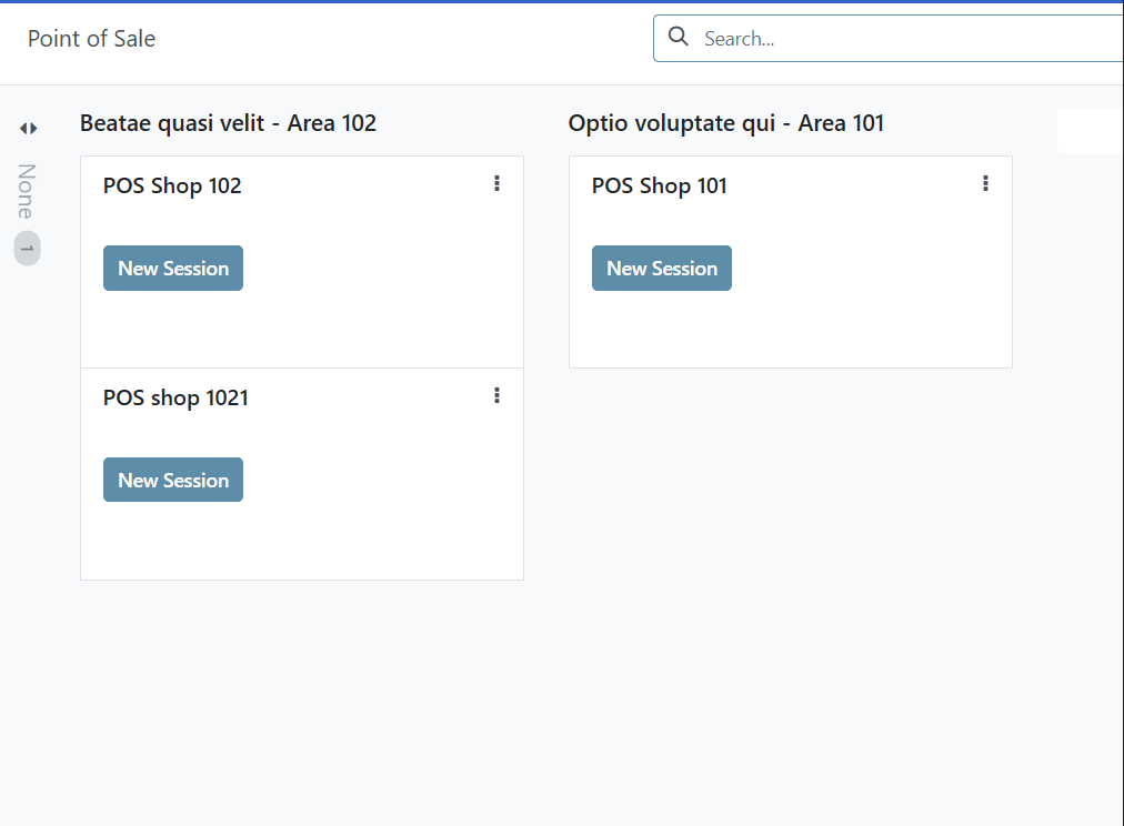 POS dashboard showing point of sales organized by geographical areas