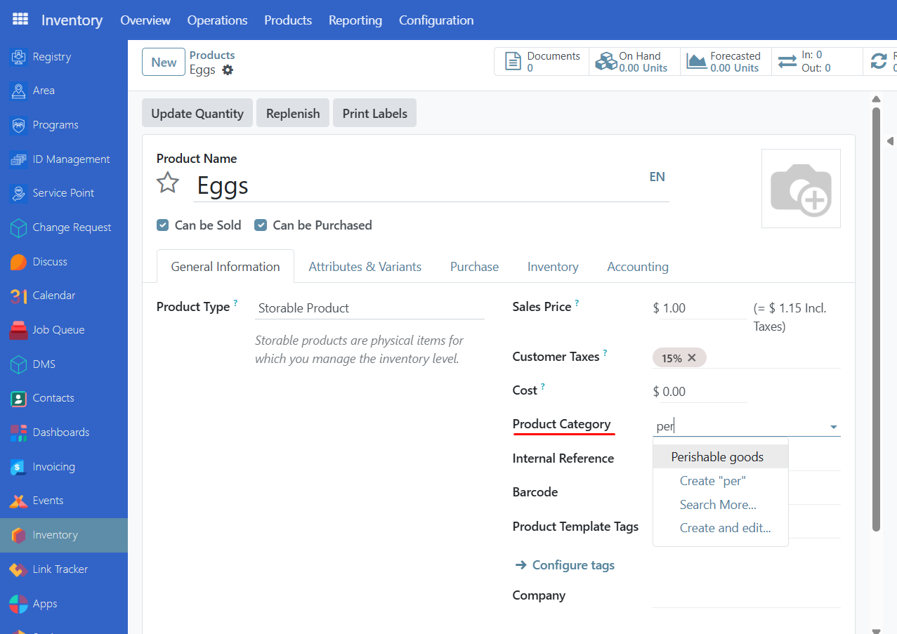 Select product category