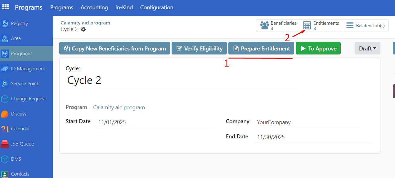 View entitlement page